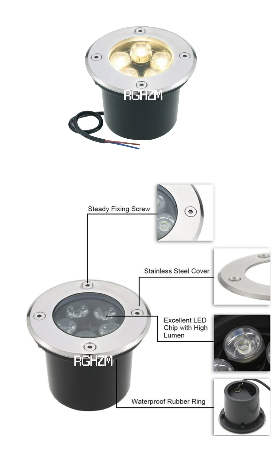 Waterproof Led Light Garden Underground Lamps 3W 5W 7W 9W IP68 Outdoor Buried Path Spot Recessed Ground Lighting 85-265V DC12V