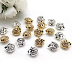 10pcs/lot Vintage Owl Head Spacers Beads Zinc Alloy Ancient Gold Silver Color Beads For Jewelry Making Bracelet DIY Accessoires