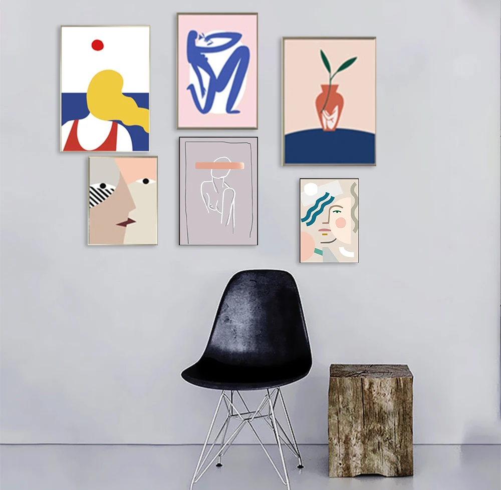 Abstract Line Figure Minimalist Henri Matisse Wall Art Canvas Painting Posters and Prints Bedroom Living Room Decor (No Frame)