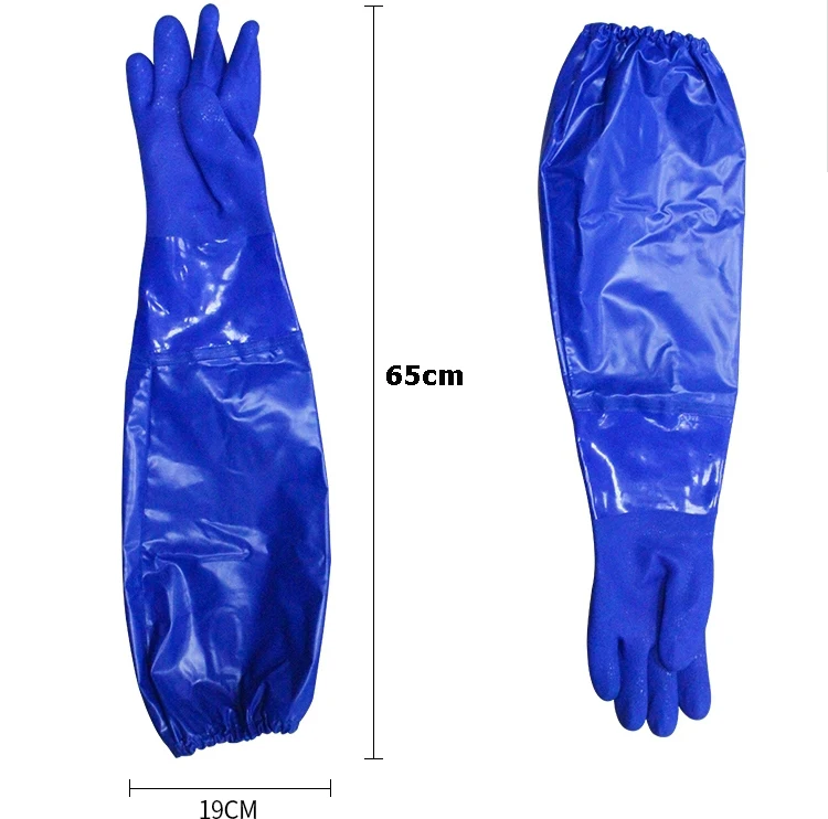 Gants de travail imperméables en PVC, manchette longue, base anti-acide, vêtements de sécurité pour la pêche domestique, degré chimique, huile