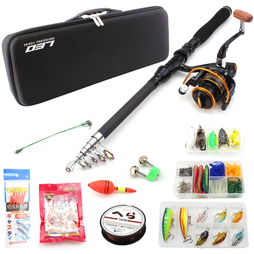 

NEW Lure Rod Set Spinning Rod Fishing Reel Combos Full Kit 1.8M-3.0M Fishing Rod Pole Reel Line Lures Hooks Portable Bag