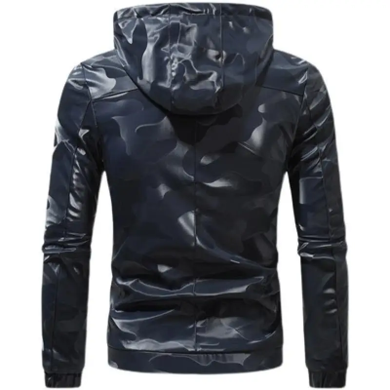 Men's Hoodies Long Sleeve Camouflage Print Zipper Hoodie Tops Coat Outwear Hoody Military Sportswear Sweatshirts Leather Coat