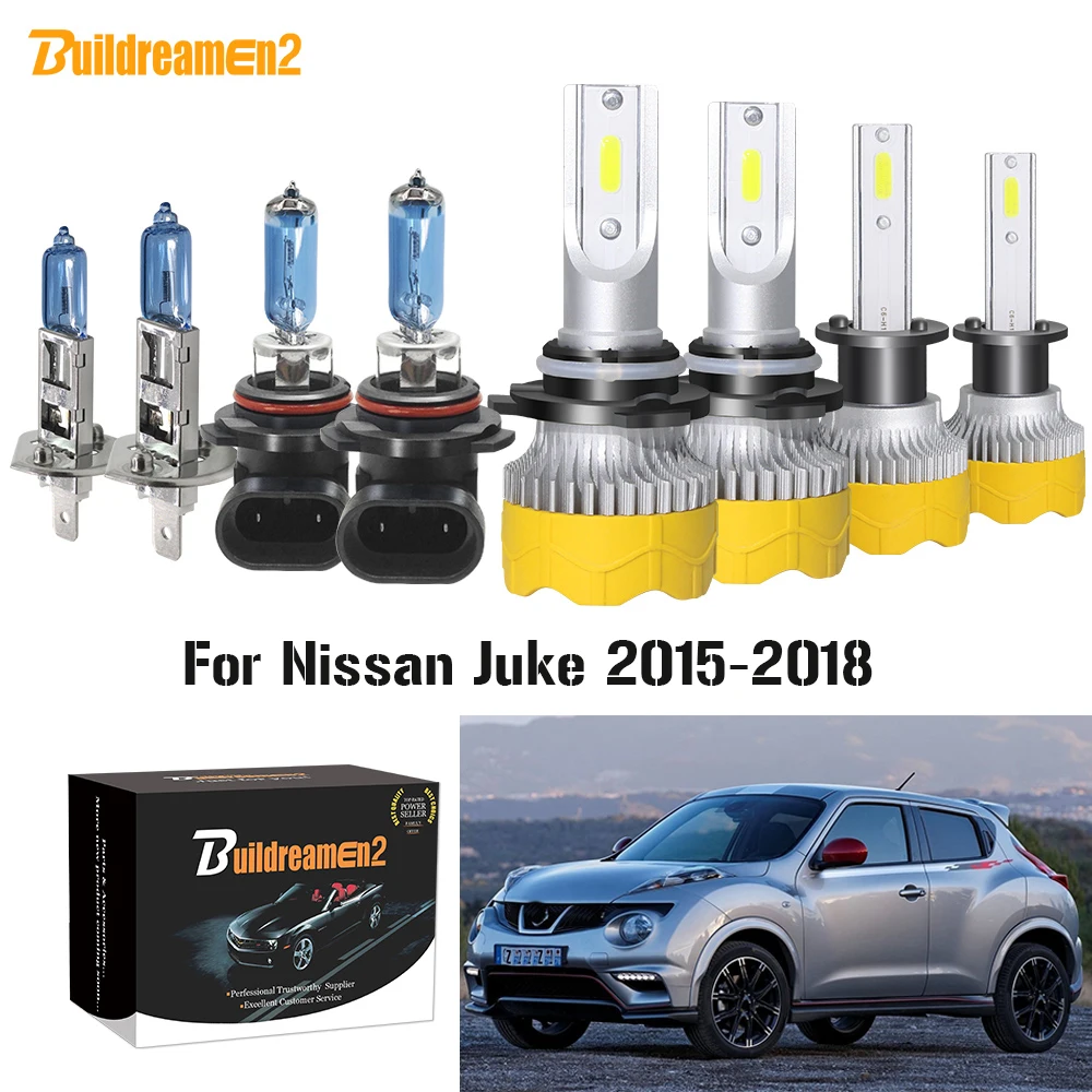 Buildreamen2 4 Pieces Car Headlight High Low Beam 9005 H1 LED Halogen Light Headlamp 12V For Nissan Juke 2015 2016 2017 2018