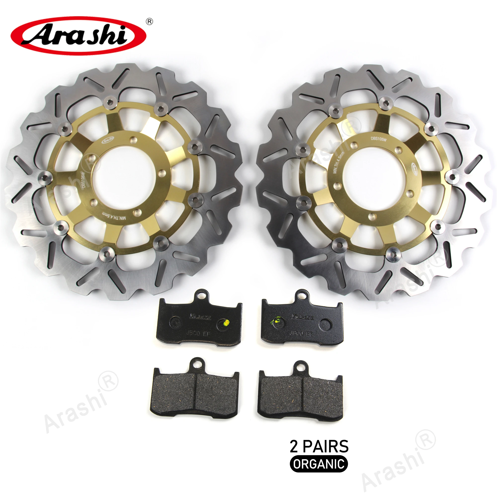 

ARASHI 1Pair CNC Floating Front Brake Discs Disk Rotors Pads For Street Triple 675 R 2009 2010 2011 2012