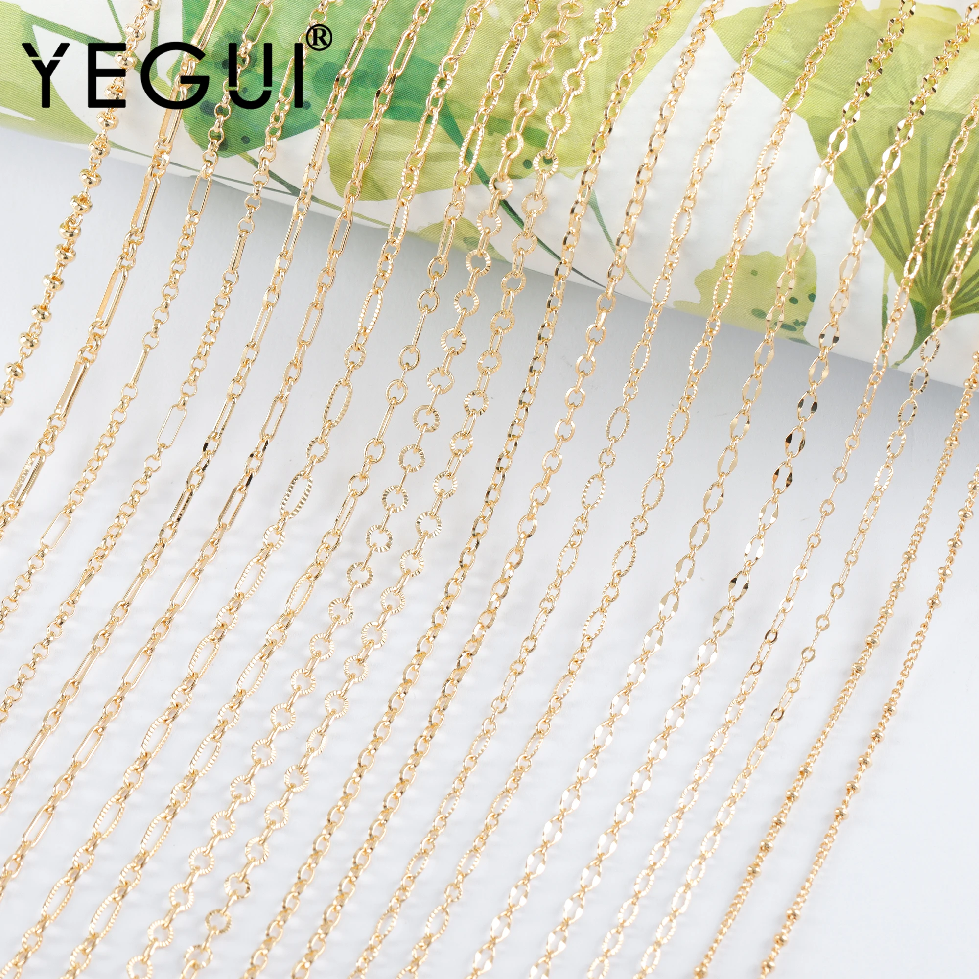 YEGUI C227,diy chain,18k gold plated,copper metal,jewelry finding,charms,hand made,jewelry making,diy bracelet necklace,3m/lot