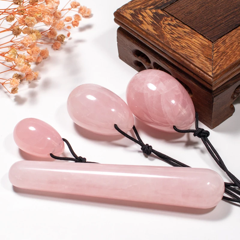 

3pcs Natural Jade Stone Yoni Eggs 1pcs Stick Massage Wand Healing Therapy Health Care Tool Set For Women Kegel Exercise Wellness