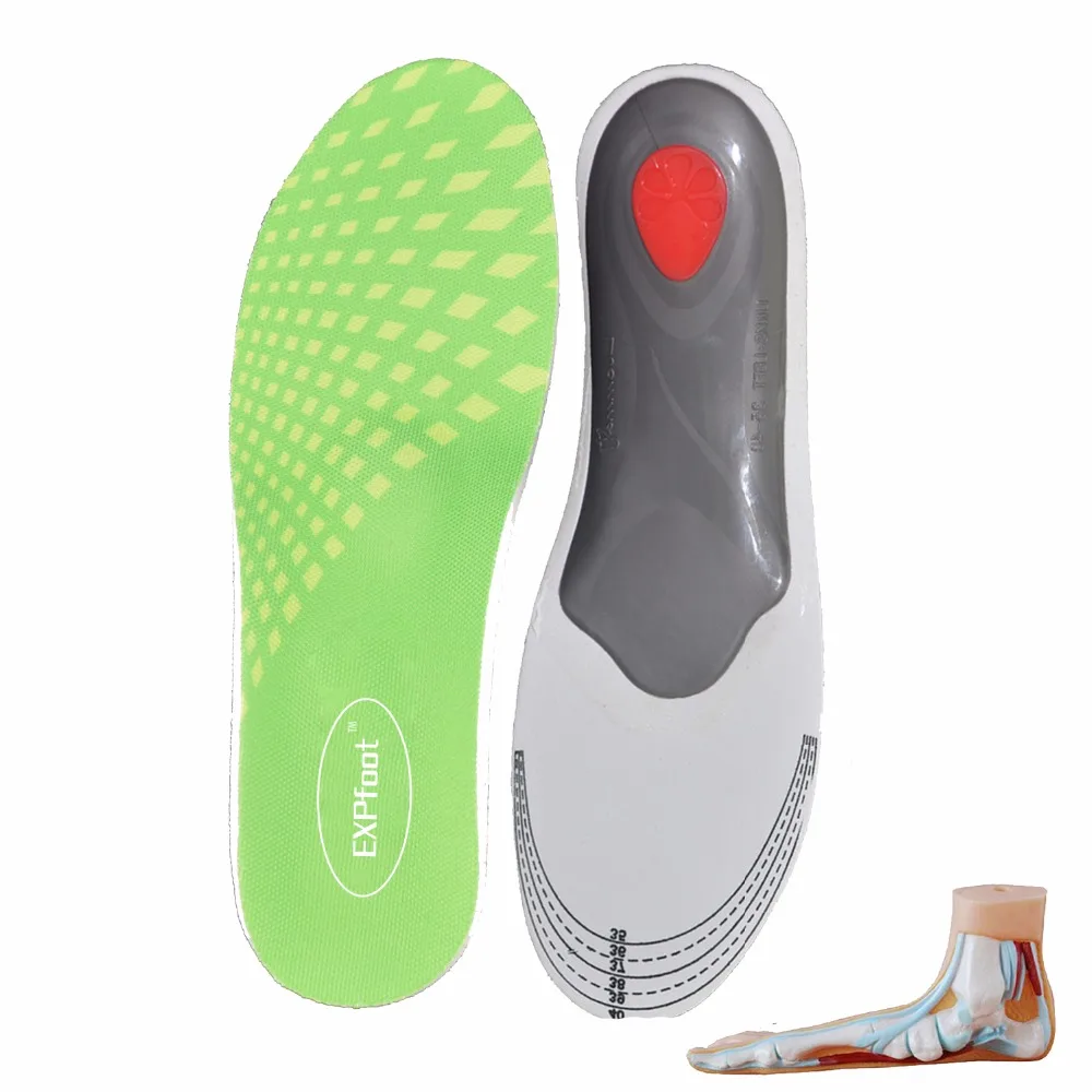 

EXPfoot High Quality Orthotic Gel High Arch Support Insoles Gel Heel Pad 3D orthopedic Plantar Fasciitis Supports 35-48 size