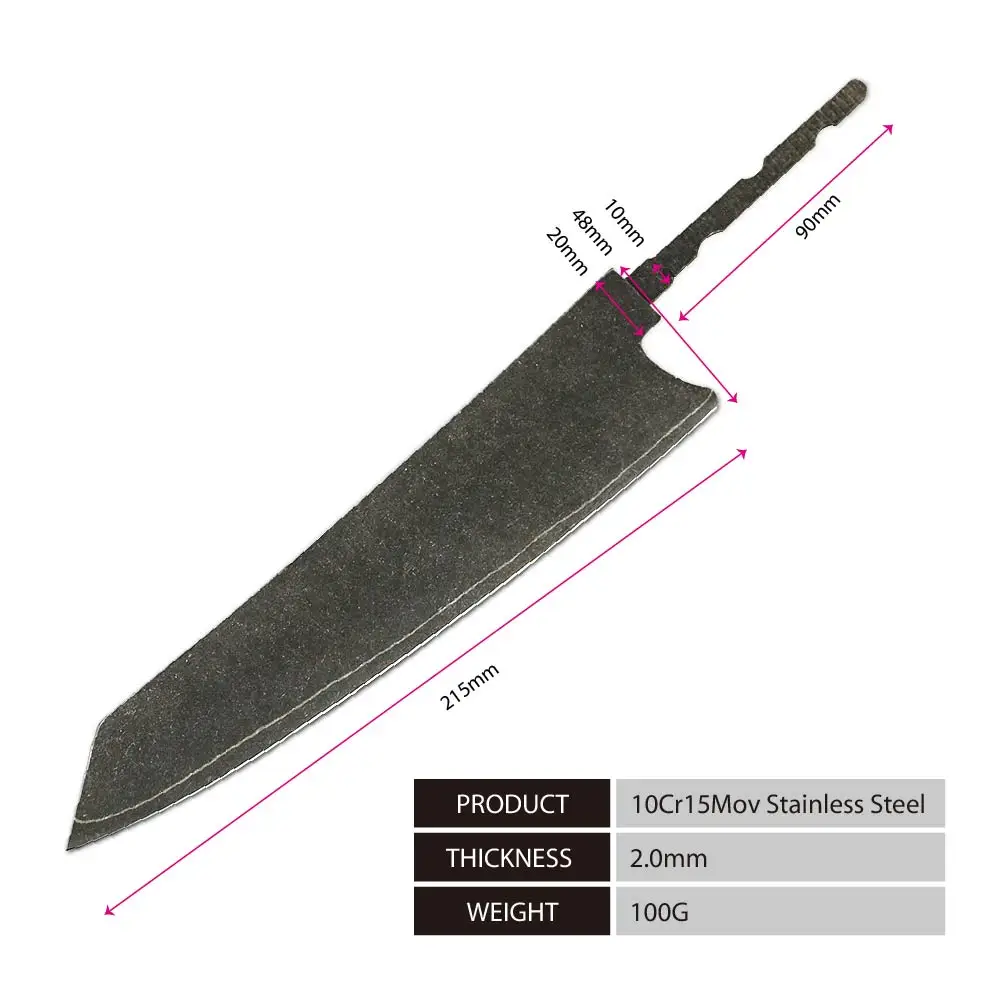 Couteau de cuisine en acier inoxydable ambre à haute teneur en carbone 10Cr15Mov, lame vierge, Chef Kiritsuke utilitaire Nakiri, couteau à pain pour bricolage