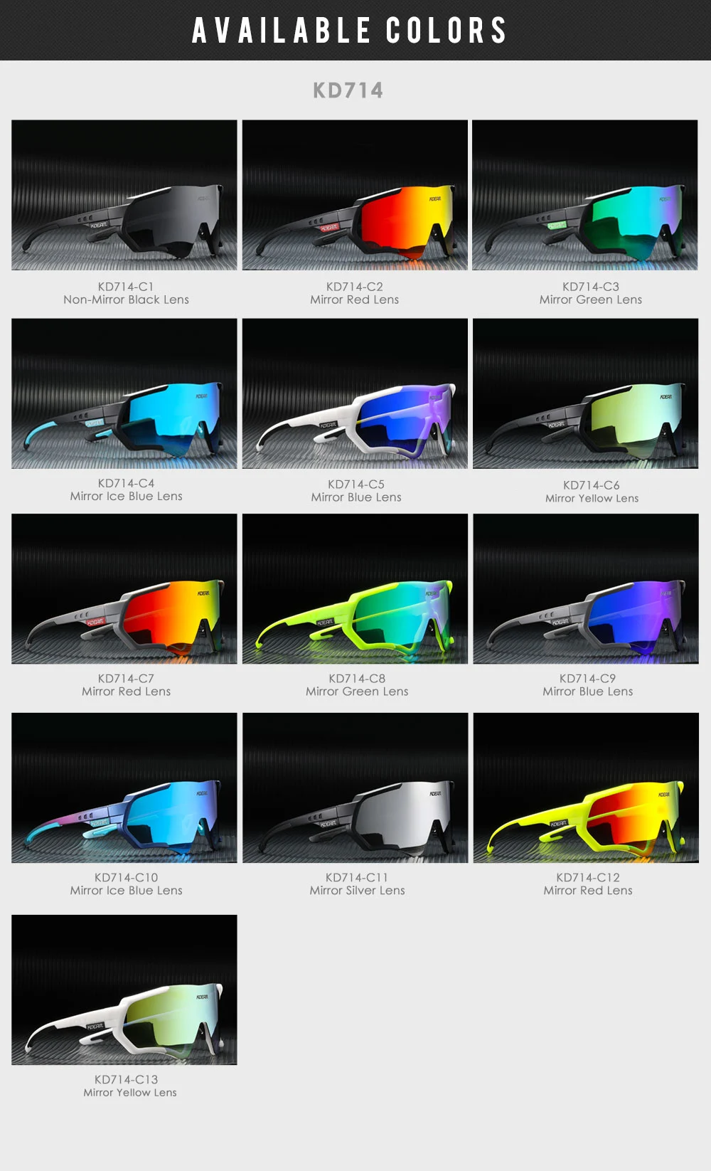 KDEAM Outdoor Sports Herren Sonnenbrille TR90 Polarisierte Sonnenbrille Flash Real Coating Sonnenbrille KD714 CE – Detail 4