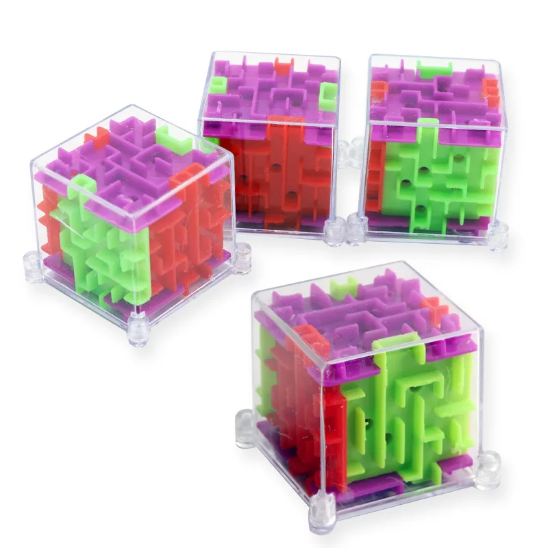 3D Maze Magic Cube Fidget Toys Transparent Six-sided Puzzle Speed Cube Rotating Ball Maze for Children Educational