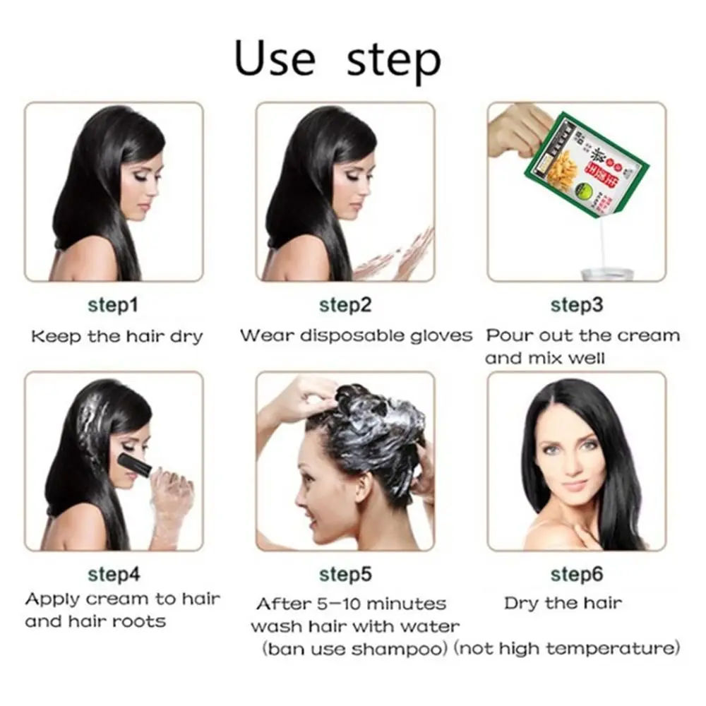 1-delige mode haarstylingtools Milde formule haarshampoo Wit haar in zwart Instant haarverf Gemberextracten