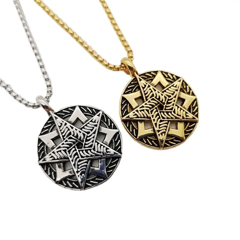 Collar de hip hop de marea caliente de acero inoxidable 316, collar de barra de actuación de discoteca con estrella de seis puntas de la suerte, collar de hipster de hip hop