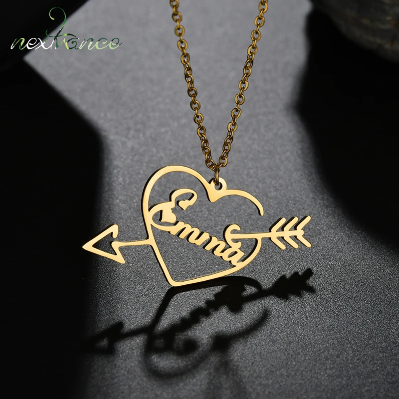 Nextvance Custom Necklace Stainless steel Personalized Chain  Fall In Love At First Sight Heart Pendant for Women Jewelry Gift