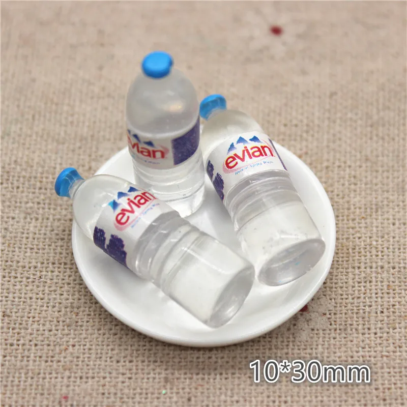 10pcs Kawaii Resin Simulation 3D Mineral Water Bottle Miniature Art Flatback Cabochon DIY Craft Decoration,10*30mm