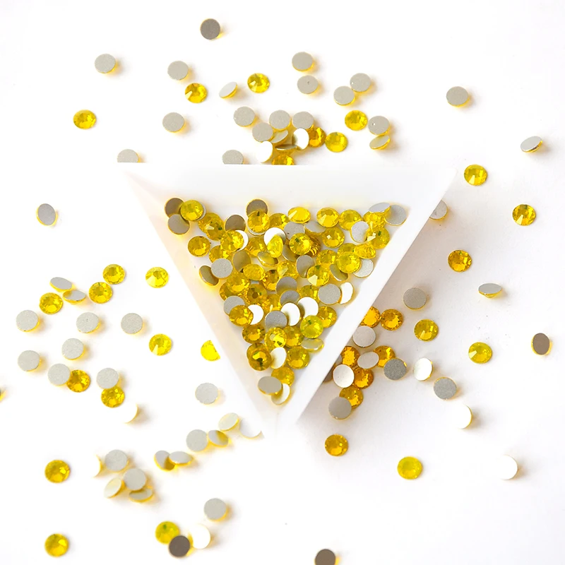 High Quality Rhinestones Citrine Color Mix Size SS3-SS34 Glitter Non Hotfix Flatback Manicure Nail Art Decorations Glass Beads