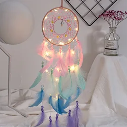 Colorful True feather dream catcher lights up Creative dreamcatcher girls practical special birthday gifts home decoration