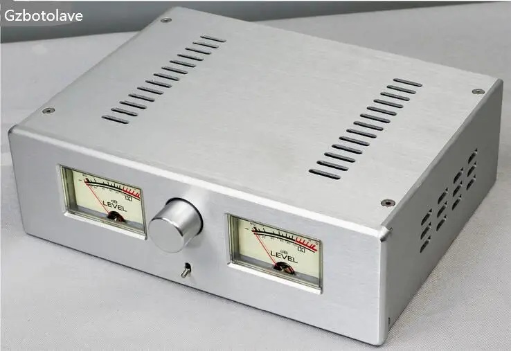 

2608 Power Amplifier chassis Double VU Meter All Aluminum Alloy headphone Amplifier Case