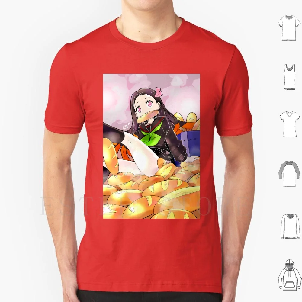 

Футболка Breadzuko-Demon DIY, большой размер, 100% хлопок Nezuko Demon Bread Breadzuko Schoolgirl Nezuko