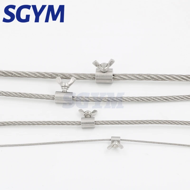 2pcs 304 stainless steel handscrew clamp wire rope fasteners butterfly buckle for 2 3 4 5 6 8 10 12 14mm steel wire