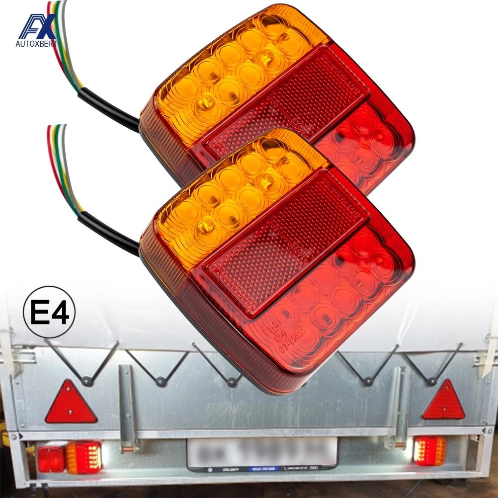 Waterproof Square Trailer Lights Kit Red Brake Stop Tail Running License LED Light Lamp for 12V Camper Truck RV Boat Snowmobile