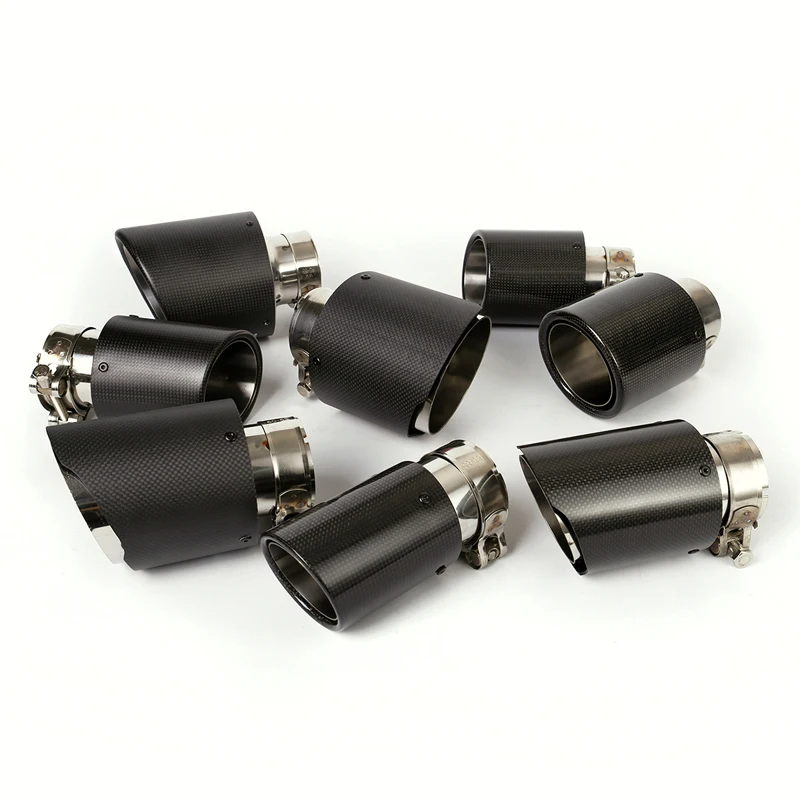 63mm In * 76mm 89mm 101mm 114mm Out Car Exhaust Tip Escape Muffler Pipe Matte Carbon Fiber Mount On Auto SUV