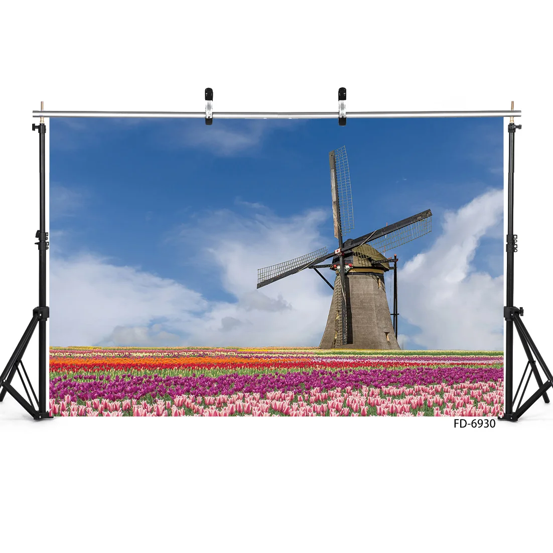 Dutch Windmill Spring Tulip Photography Background Vinyl Cloth Backdrop for Children Portrait Wall Decor Photophone Photo Studio