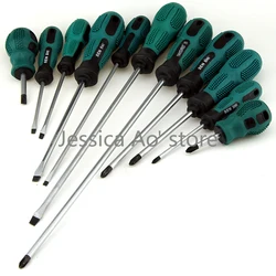 75-200mm Long Shank 3mm 6mm Shank Flat Cross Head Hand Screwdrivers Thin Rod Hand Tools Household Screw Driver Set