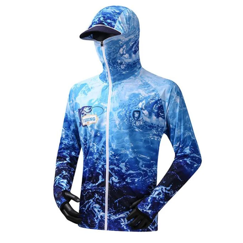 Professional Fishing Hoodie With Mask Anti-UV Sunscreen Sun Protection Clothes Fishing Shirt Breathable Quick Dry Fishing Jersey