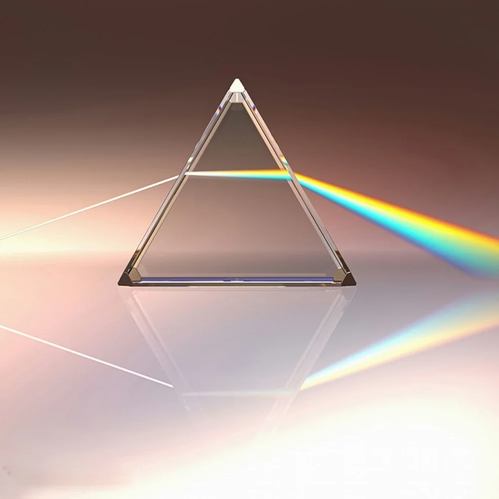 Triangular Prism Optical Glass Rainbow Lens K9 Experimental Light Spectrum Right Angle Reflecting Photography Teaching Tool