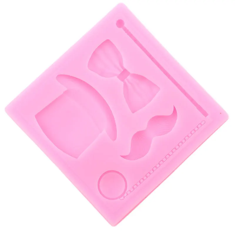 3D Magic Hat Glass Mustache Bow Silicone Mold DIY Party Fondant Cake Decorating Tools Candy Clay Chocolate Gumpaste Moulds