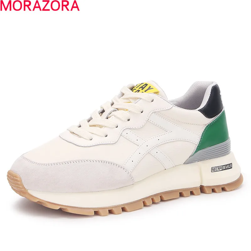 MORAZORA 2021 Spring Autumn Women Sneakers Comfortable Flat Heel Ladies Casual Shoes Fashion Genuine Leather Shoes For Woman