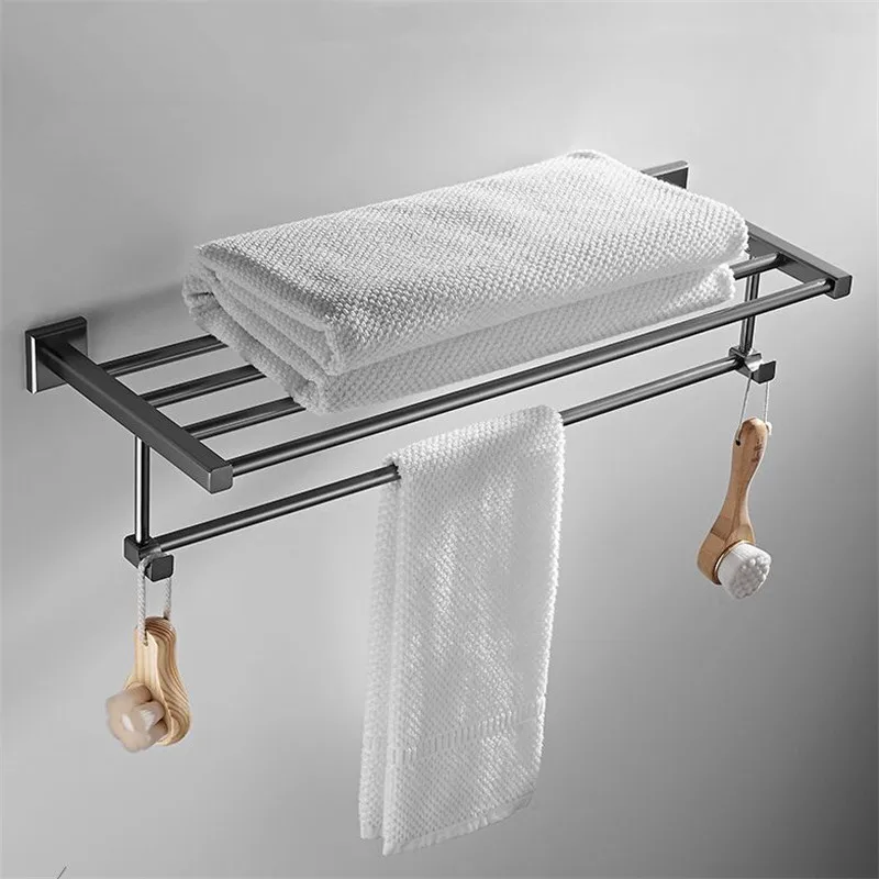 Bathroom Towel Rack/ Bar/Ring Toilet Corner Shelf Robe Hook Hair Drier/Tissue Holder  Bath Sanitary Hardware Accessory Gun Grey