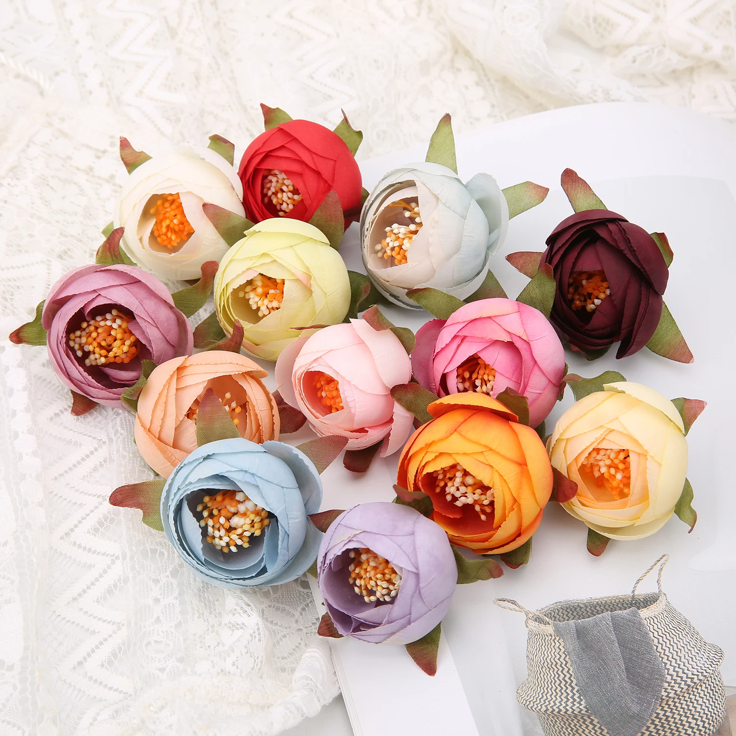 10PCs Silk Rose Artificial Flowers High Quality 5cm Fake Flower Wedding Decoration Party Home Room Decor Garden Craft DIY Wreath