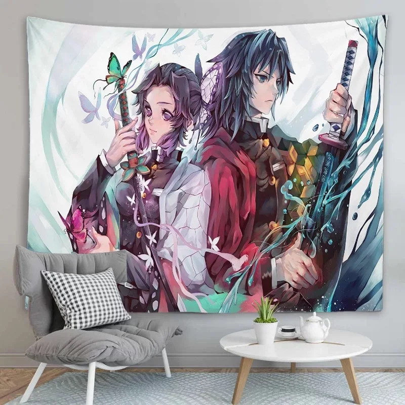 Sexy Anime Figure Demon Slayer Kimetsu Yaiba Akatsuki Japanese Anime Ninja Tapestry Mural Decoration of House Wall Kids Gift