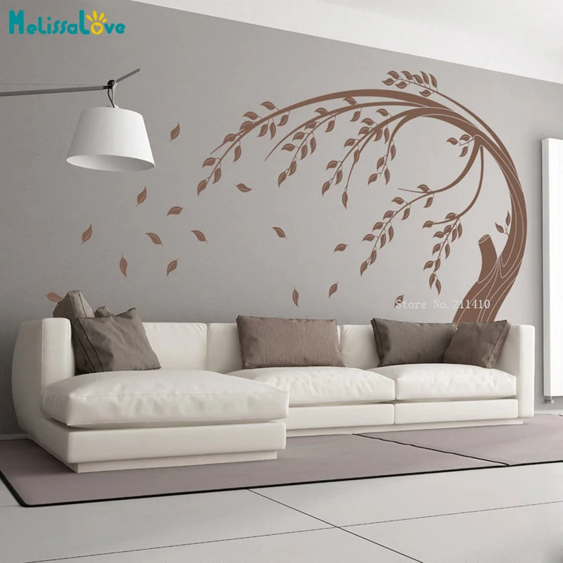 Wind Blown Tree Vinyl Wall Decal Home Decoration Warm Style Living Room Office Store Sticker Art Murals Gift YT5372