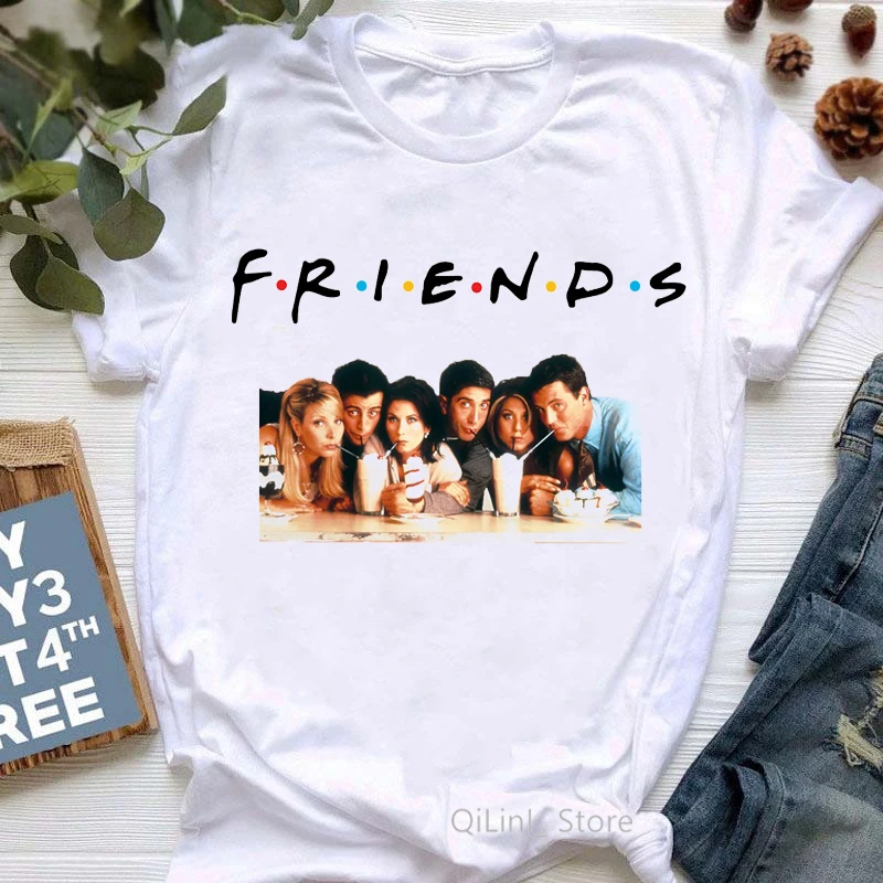 Fashion Friends Tshirt Women 90s 00s Graphic T Shirts Summer Top Female T-Shirt Tumblr Clothes Girls Student Casual Tshirt Tees