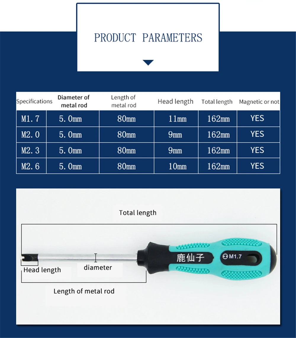 LUXIANZI 4pcs Screwdriver Kit U Fork Type Magnetic Bit 1.7/2.0/2.3/2.6 With Insulated Handle Multi-Function Hand Tool Set