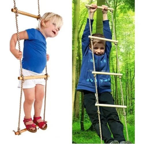 Biblio Roped Wooden Cascading Climbing Ladder