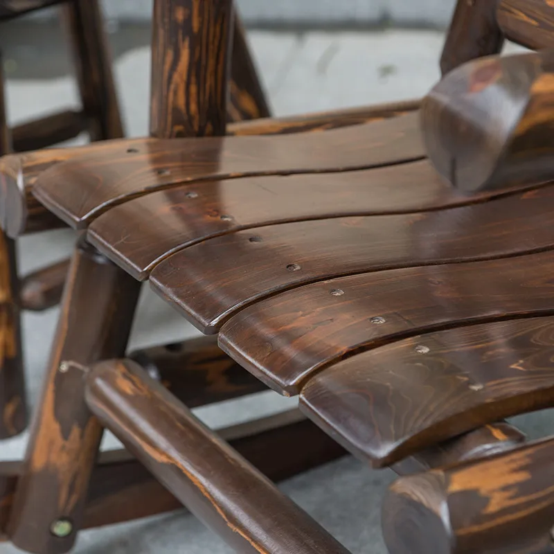 Antiker Holz Outdoor Schaukel Log Stuhl Holz Veranda rustikale Single Rocker Freizeit Design Sessel für Deck, Balkon oder Innenbereich