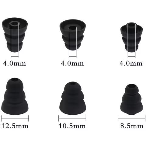 3 Pairs Replacement Triple Flange Ear Tips Earbuds Silicone For Most in Ear Headphones (Sony Senso Powerbeats Jaybird etc.)