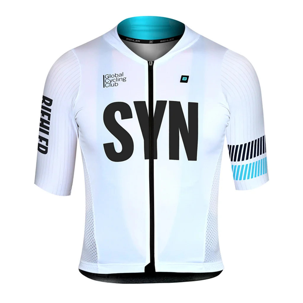 BIEHLER SYN Man Cycling Maillot Short Sleeve White/Black Jerseys Camisa Ciclismo Masculina Man Cycling Maillot Bike Clothing Top