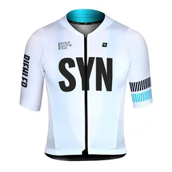 BIEHLER SYN Man Cycling Maillot Short Sleeve White/Black Jerseys Camisa Ciclismo Masculina Man Cycling Maillot Bike Clothing Top