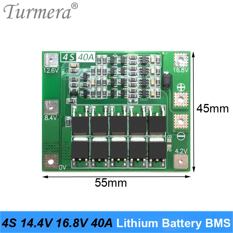 Turmera 4S 40A Standard BMS 14.4V 16.8V 18650 21700 26650 bateria litowa chroniona płyta na wiertło do wkrętarki i reflektor