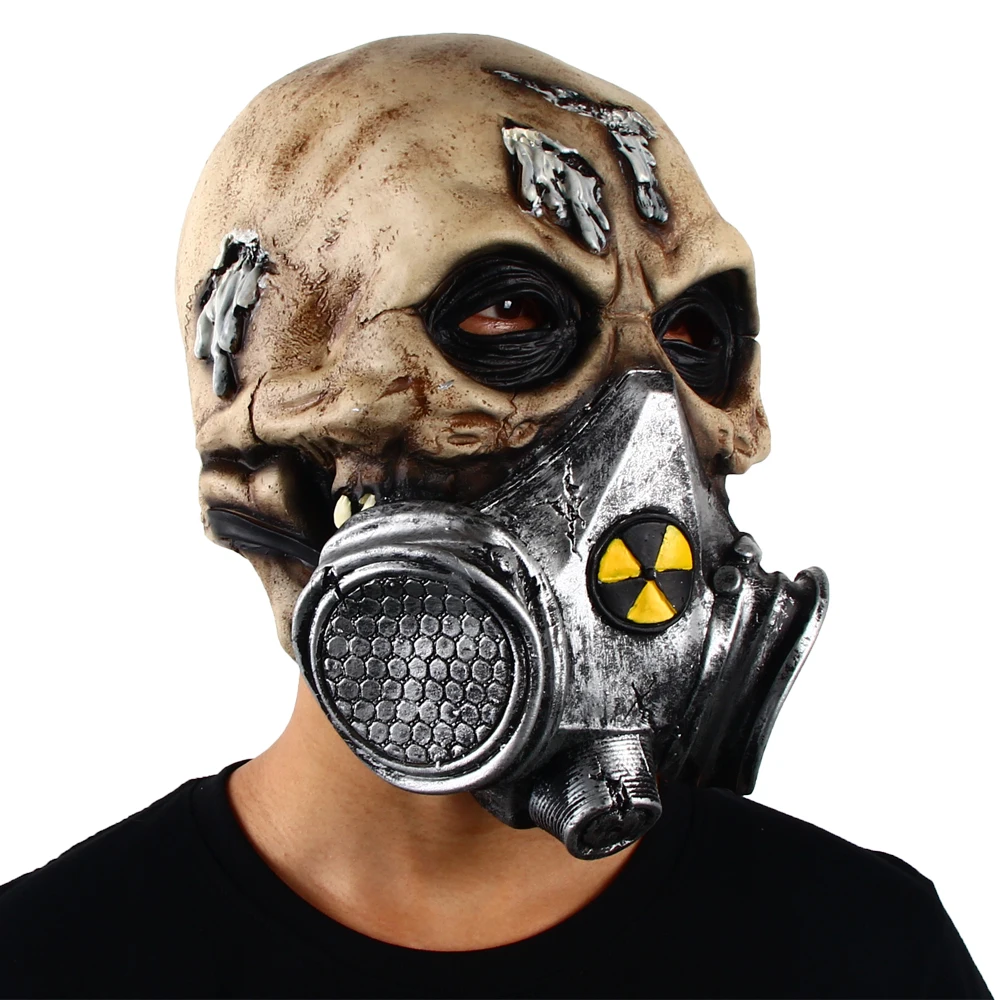 Schädel Biohazard Gruselige Maske Zombie Terror Kopfbedeckung Halloween Horror Party Cosplay Kostüm Latex Requisiten