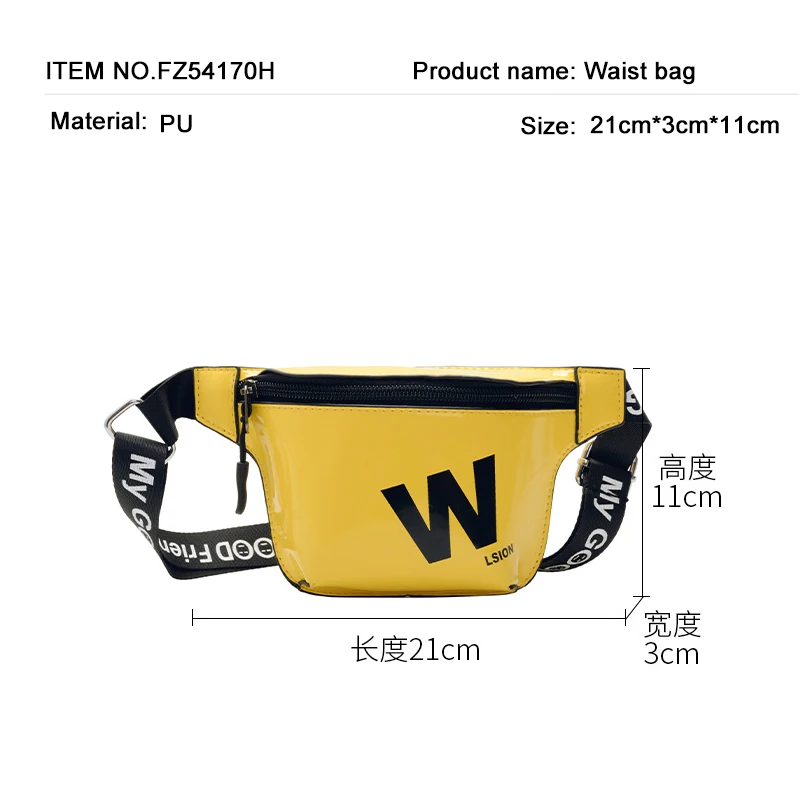 Children's Letters Pack PU Waterproof Fashionable Chest Bag Crossbody Small Waist Belt Bag Girls Boys Fanny Packs Bumbag Hip Bag