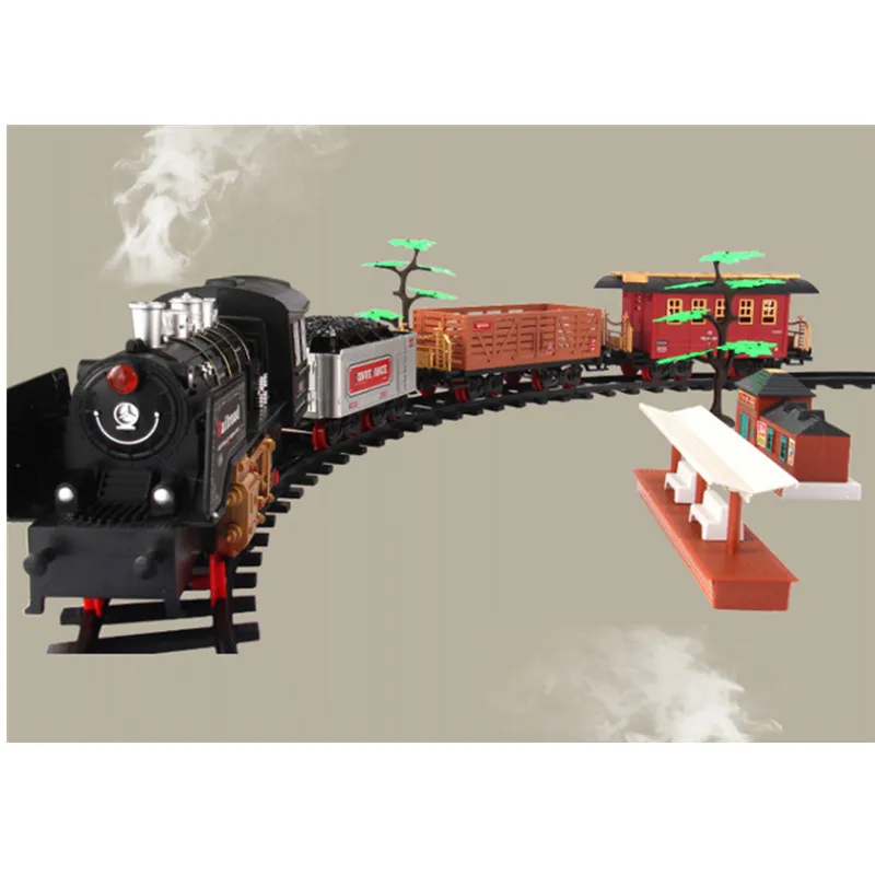 High Simulation Steam spray 2.4G RC Steam Train 666CM Large Track Railway DIY Assembly RC Toy Sound Smoking Effect Train  Tracks