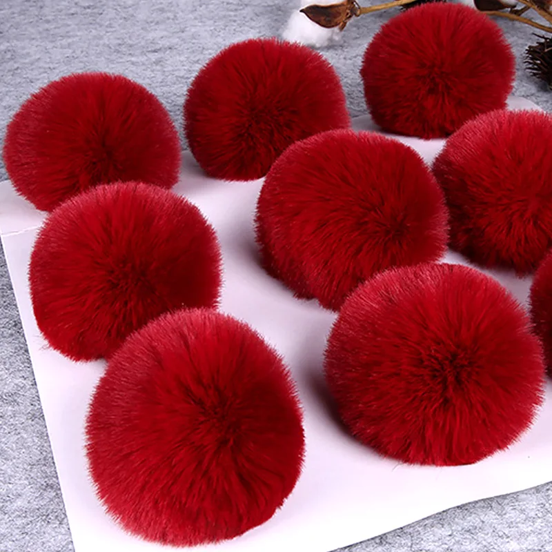 8cm DIY Luxury Faux Rabbit Fur PomPom Hairball Hat Ball Pom Pom Handmade Large Hair Hat Ball Keychain DIY