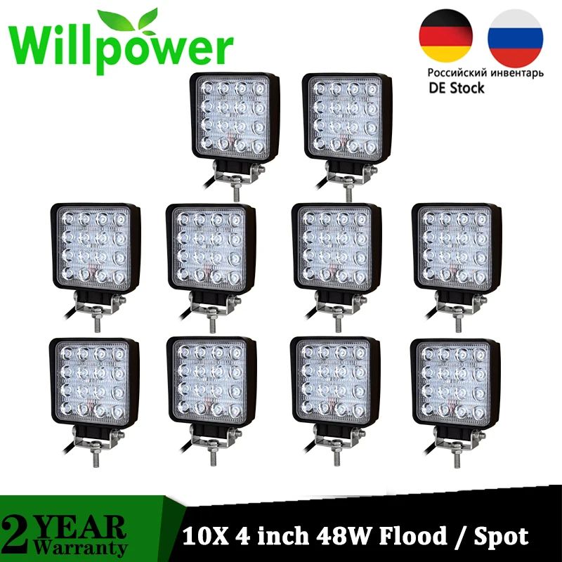 

Willpower 10X 4 inch 48W LED Work Light Lamp Car 4x4 ATV LED Driving Fog Working Lights Truck 12V 24V Tractor Offroad