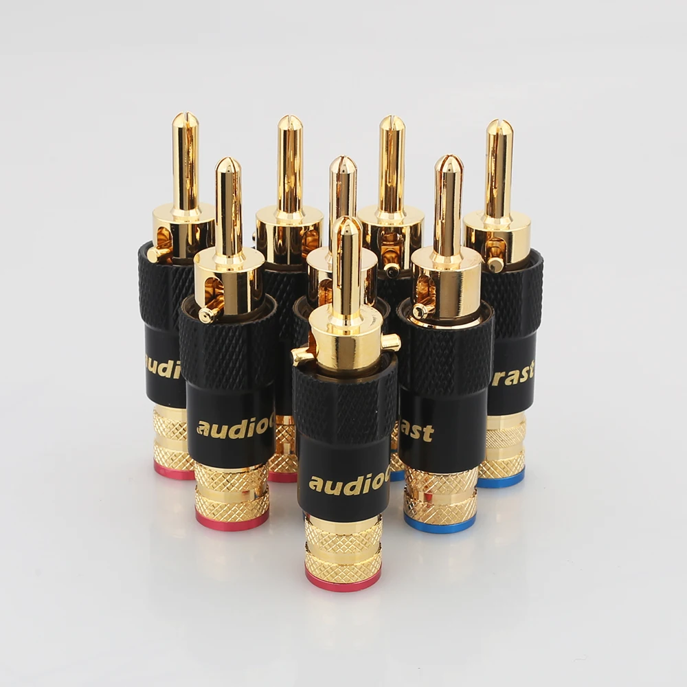 Audiocrast B109G Gold/Rhodium Plated Banana Plug Speaker Cable Connectors Double Screw Locking Banana Plug DIY Cable
