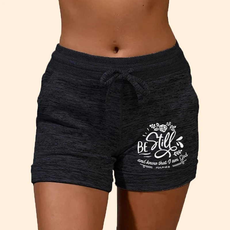 Short de sport surdimensionné pour femme avec poches Wstring, impression de lettres, séchage rapide, taille haute, pantalon de survêtement grande taille, été